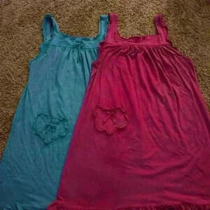 🩷LOT 2 - Just Love Girl’s Sleeveless Pink Blue White Dots Heart Dress, size L